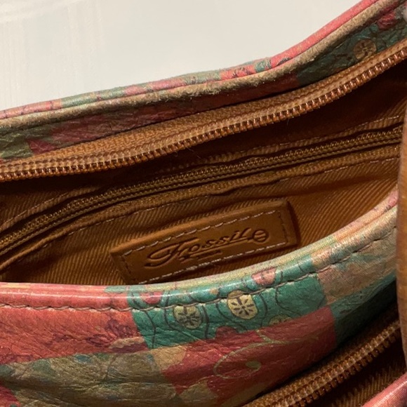 Fossil Leather Crossbody Small Patchwork Design with Beads & Flowers - Picture 5 of 8